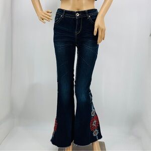Cowgirl Tuff Vintage Y2K Aztec Rocks Western Boho Indie Embroidered Flare Jeans